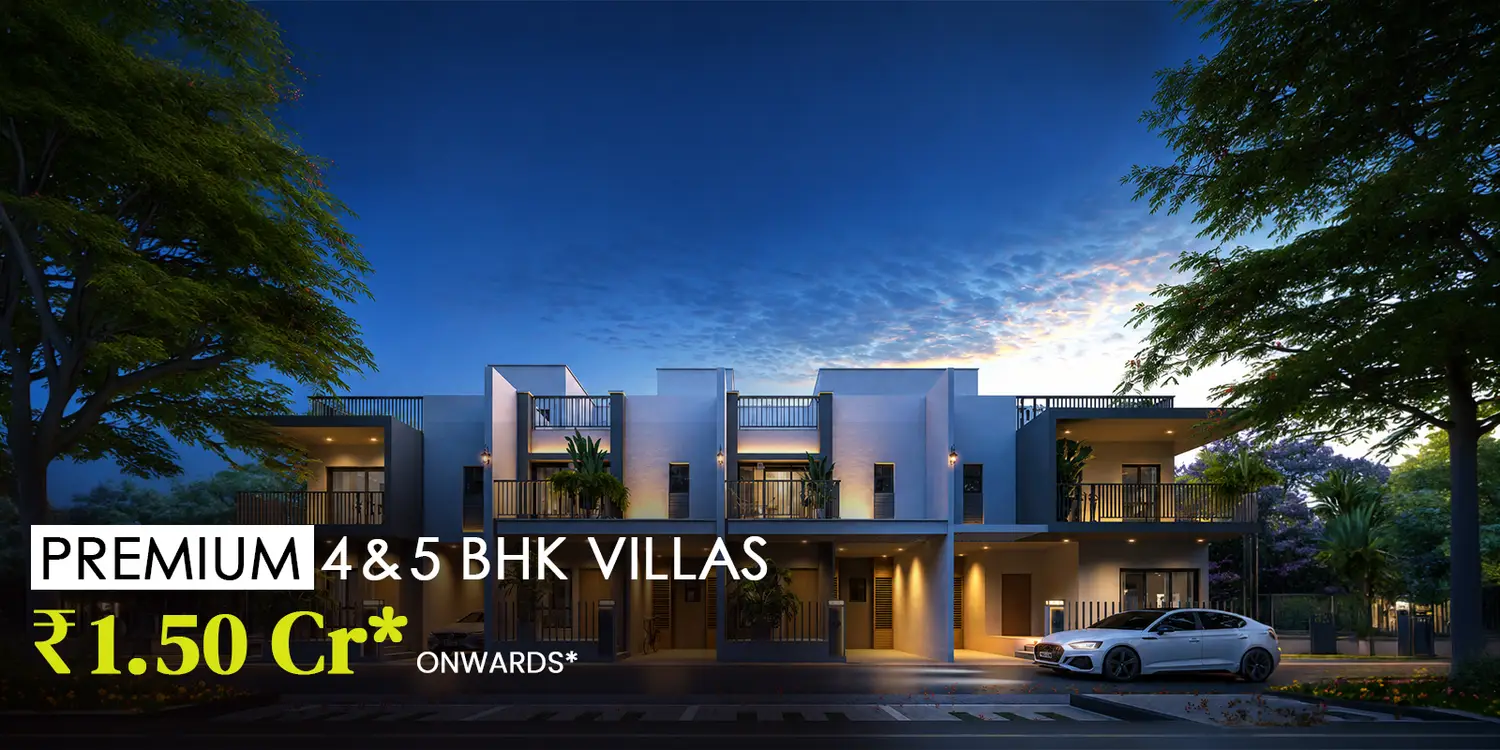 Luxury independent villas at DTC Embassy Villas featuring modern architecture, private residences, landscaped surroundings, and tree-lined avenues in Rajarhat, Kolkata.
