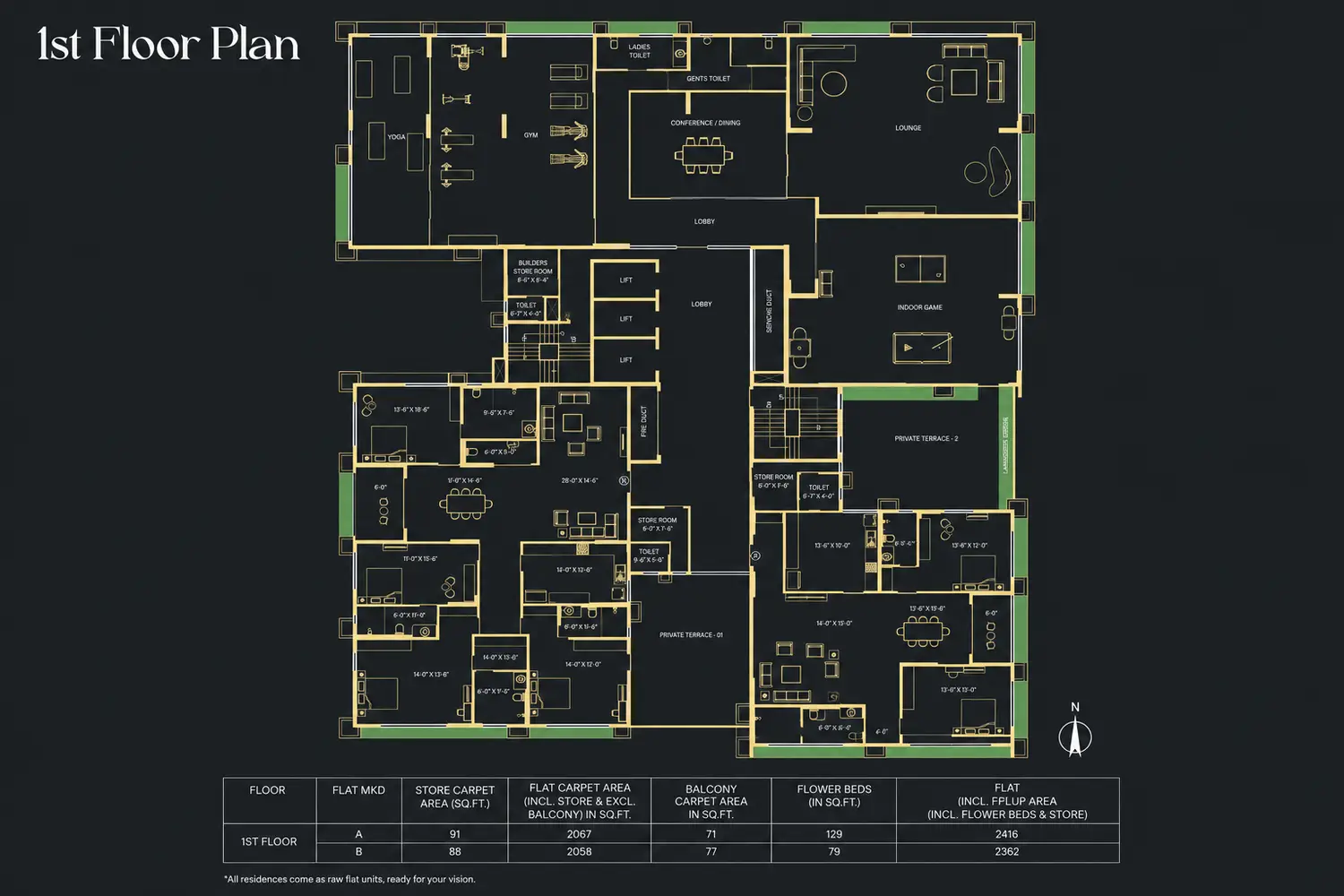 4 BHK floor plan of Signum Niva in Alipore featuring spacious bedrooms, living and dining area, kitchen, utility room, balconies, private foyer and Vaastu-compliant layout.