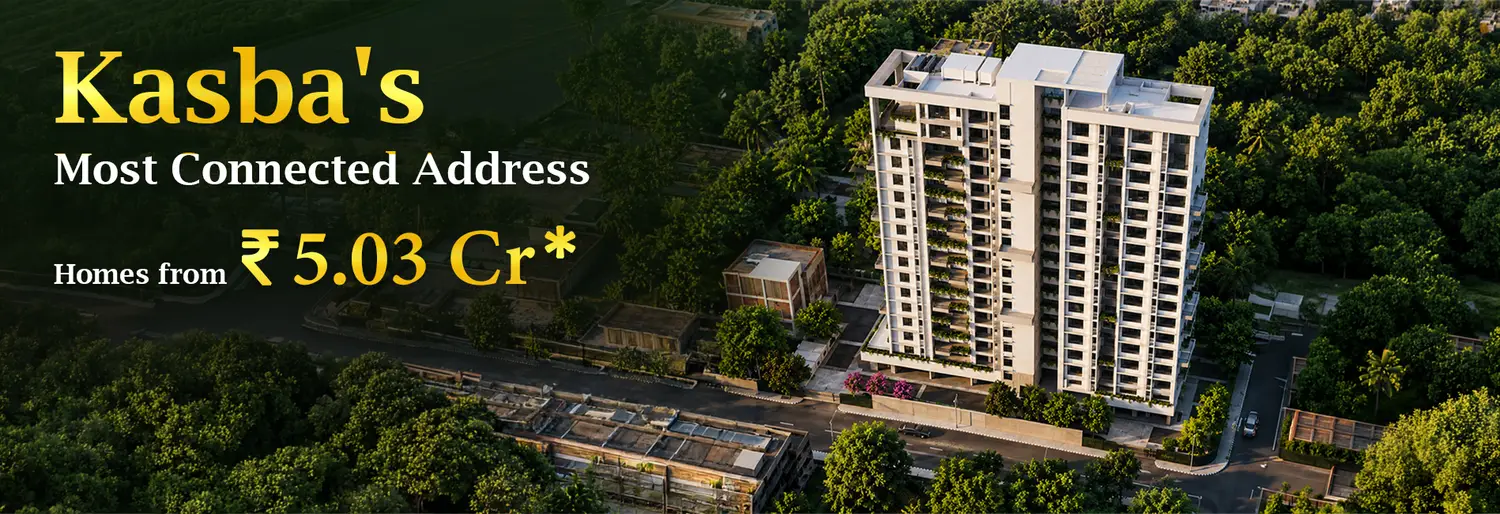 Primarc Aahana luxury residential project in Kasba, Kolkata, featuring a modern high-rise apartment tower surrounded by lush greenery, with homes starting from ₹5.03 Cr.