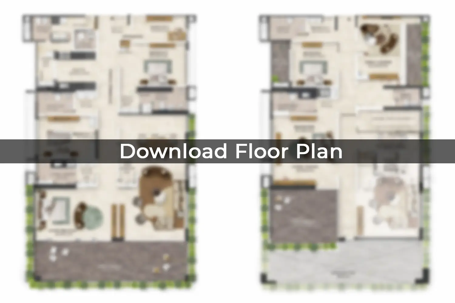 Primarc Aahana apartment floor plans in Kolkata showcasing spacious residential layouts with bedrooms, living and dining areas, kitchens, balconies and landscaped private spaces.