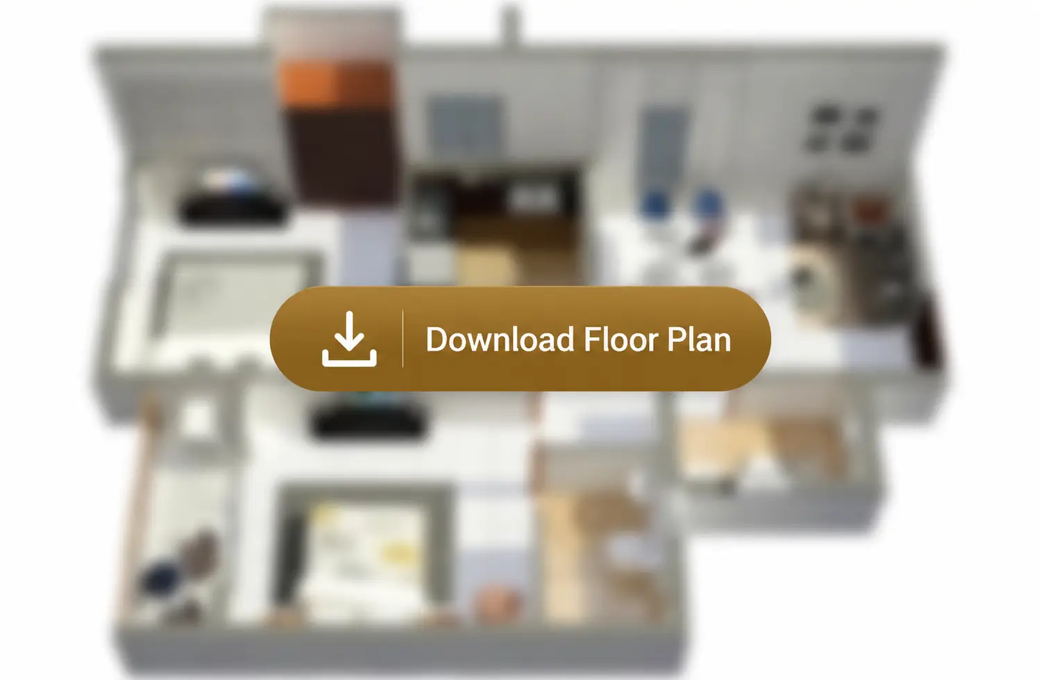 Detailed 2 BHK apartment layout at Merlin Rise featuring furnished bedrooms, living room, kitchen, and balcony.