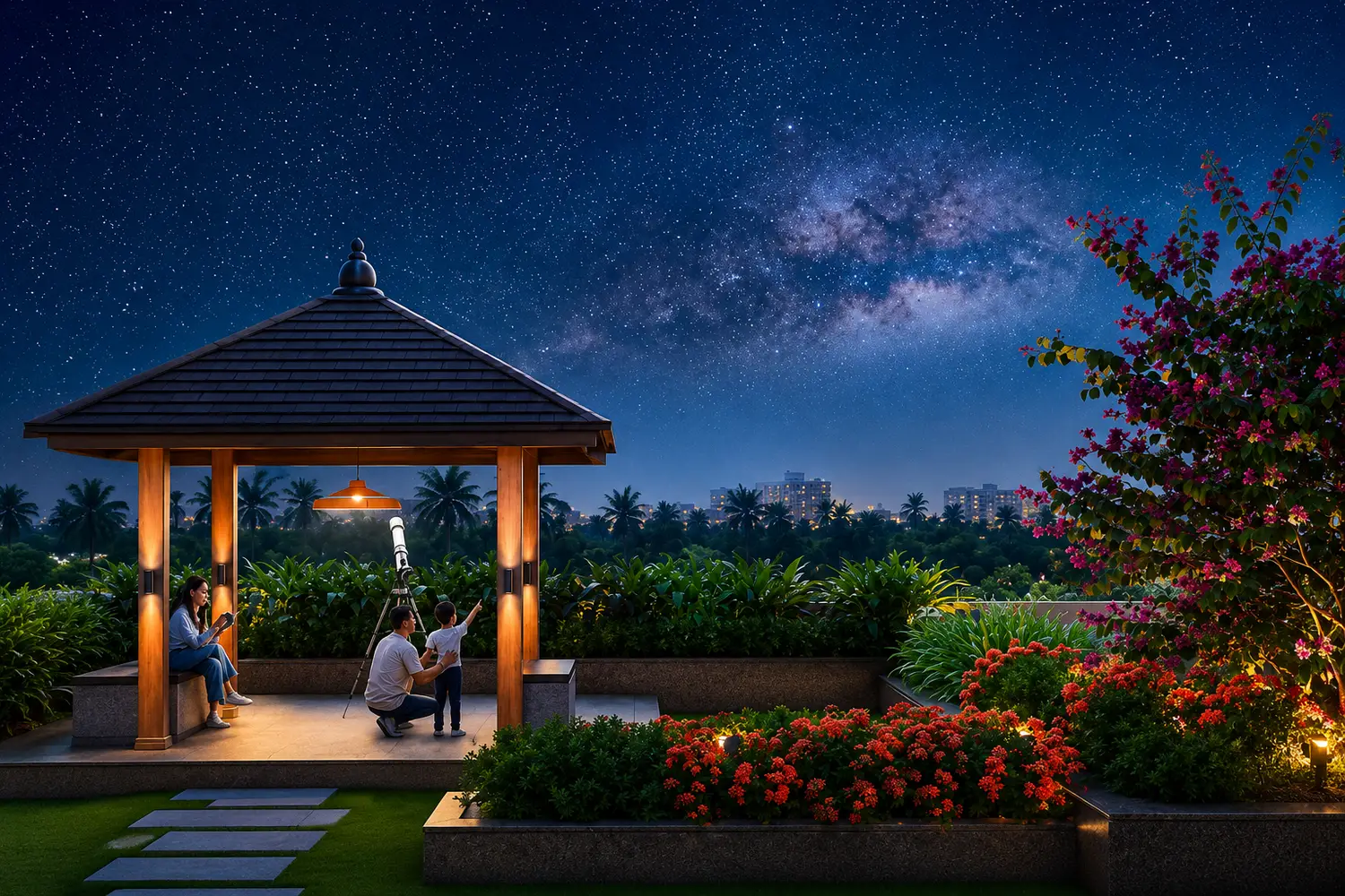 Bird’s-eye view of Vinayak 21 Acres, a contemporary residential enclave in New Town, Kolkata, featuring elegant high-rise towers, beautifully landscaped gardens, premium clubhouse amenities, a swimming pool, sports courts, and seamless road connectivity embraced by lush greenery.